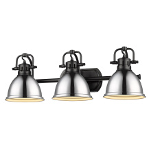 Golden 3602-BA3 BLK-CH - Yep by Golden Lighting Duncan 3-light Vanity in Matte Black and Chrome shade